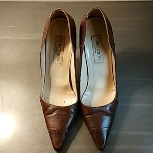 Jimmy Choo Brown Leather Pointed - Heel Pumps Sz 8